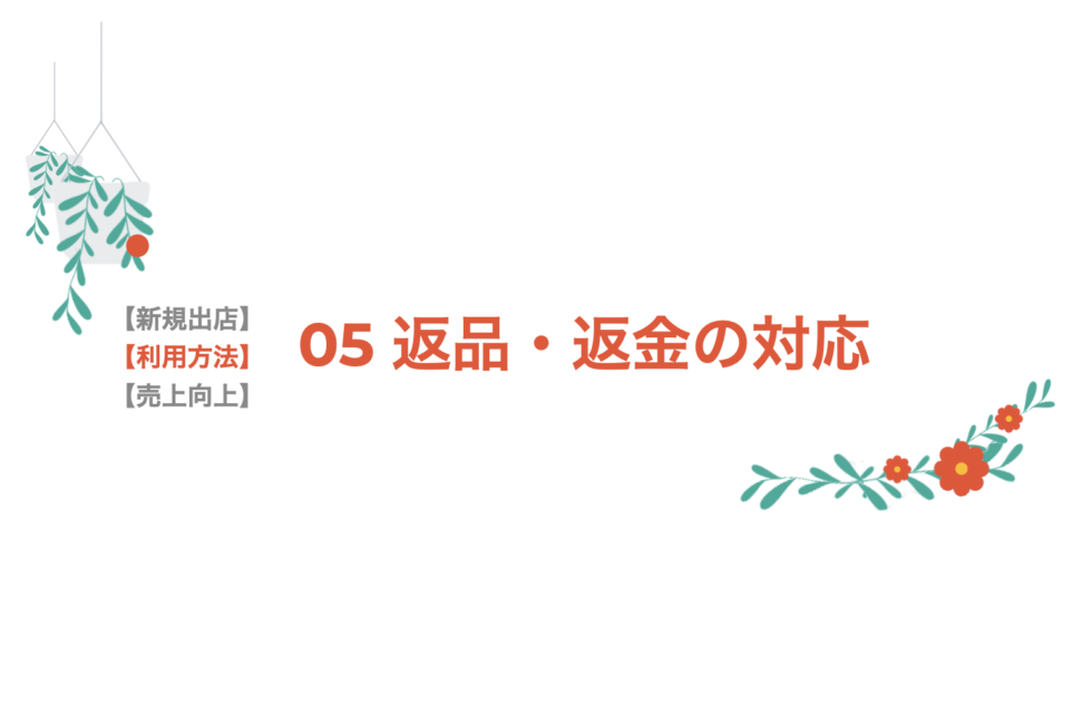 【利用方法】05 返品・返金の対応