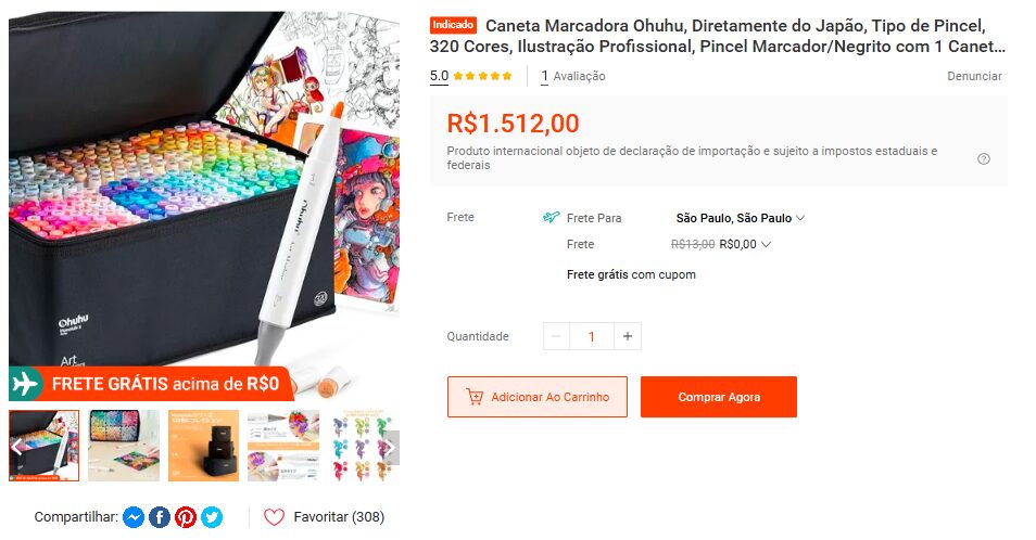 ① Ohuhuの「マーカーペン ブラシタイプ320色」
